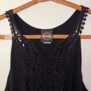 Harley-Davidson Black Crochet Accent Tank Top